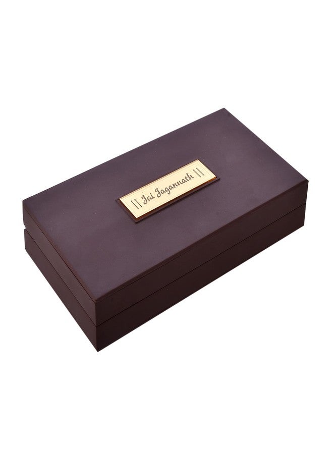 Piepot Gold Plated Lord Shri Jagannath Charan Paduka Size 8X4.5X1.5 Inches With Acrylic Box Pack Of 1 Color Brown Devotional Prayer Box, Footprint - Image 5
